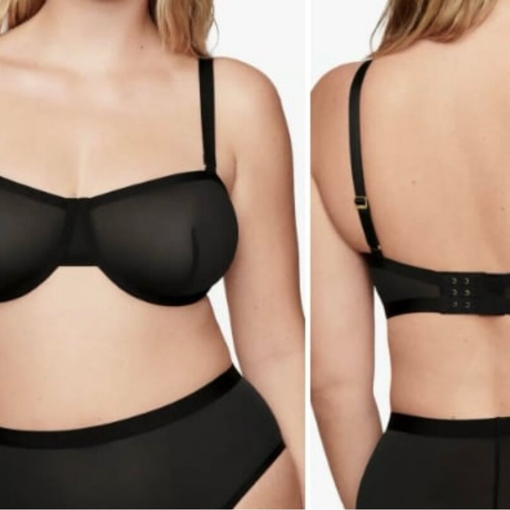 NWOT CUUP The Balconette-Mesh Bra Black - Picture 2 of 11